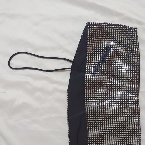 Princess Polly Nemara Bandeau Top, Color Black / Silver Size 12 - Picture 9 of 15